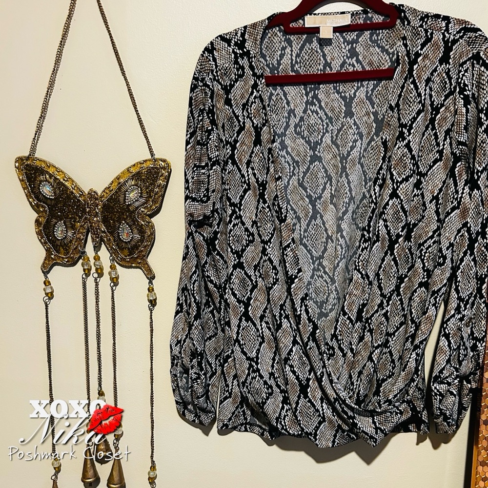 Michael Kors Snake Print Blouse - Size Large